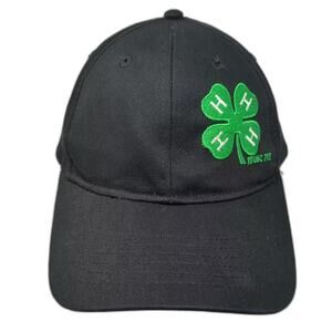 Sportsman 4-H Clover Baseball Cap Black Green One Size Strapback Embroidered Hat